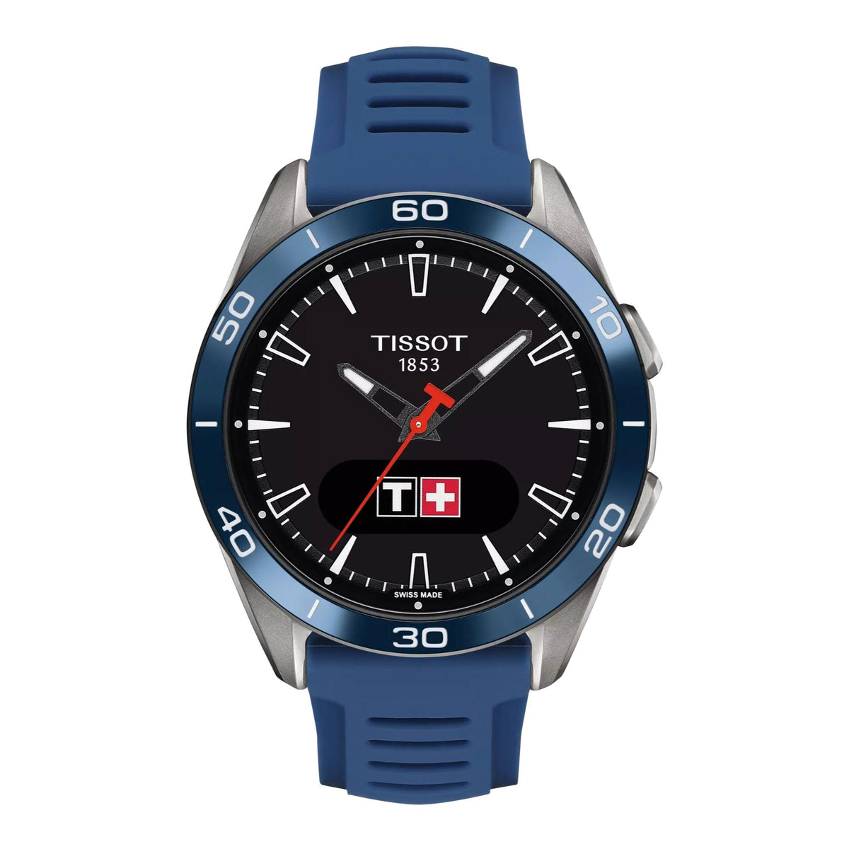 Tissot T-Touch Connect Sport med blå urtavla och blå silikonrem, modell T1534204705101.