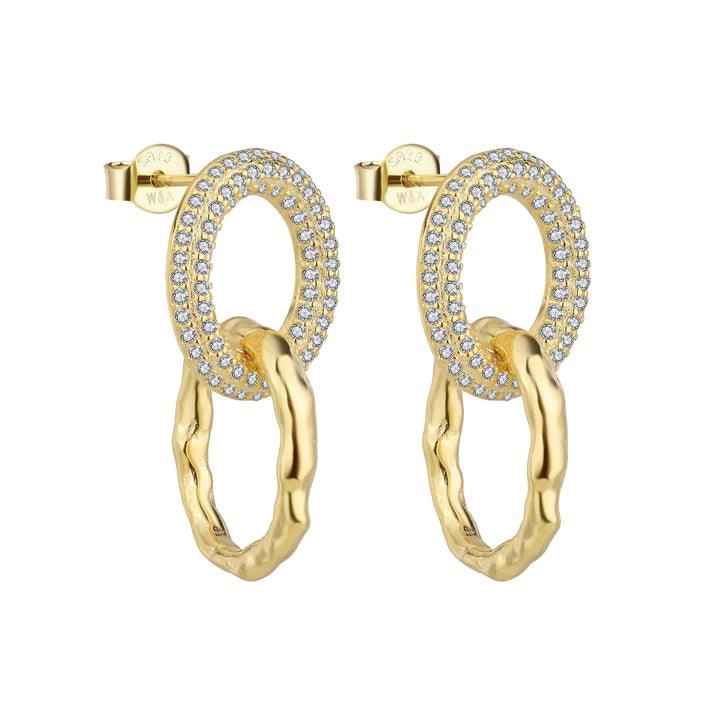 WiOGA Akita örhängen i förgyllt silver med ovala detaljer med zirkonia, modell E-8405-GP