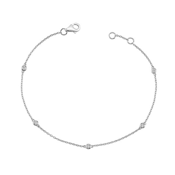 Nuran Zoe Armband – 14 Karat Vitguld & 5 Diamanter 
