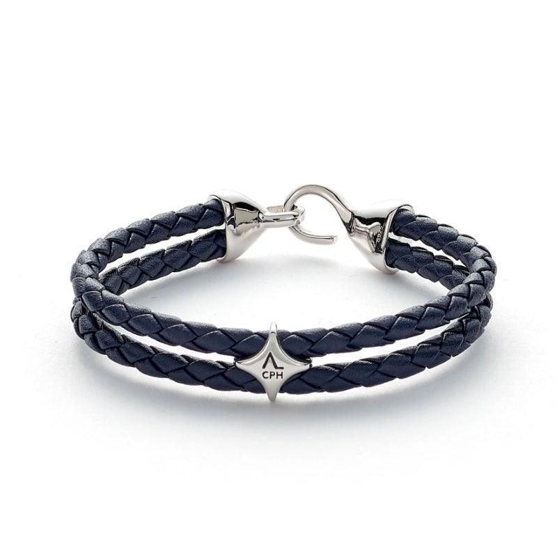 Alexander Lynggaard Armband Bolo Blue Läder med flätat mörkblått läder och silverdetaljer, modell L00053-001-1