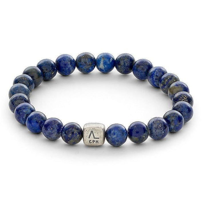 Alexander Lynggaard Armband Lapis 8mm med blå lapispärlor och fyrkantig silverdetalj, Modell c00163-001-1.