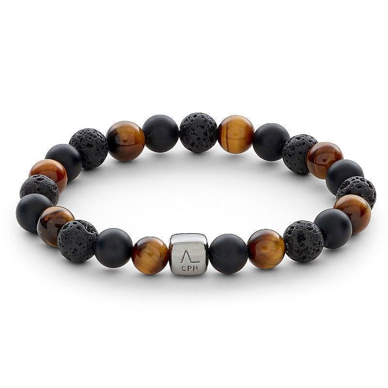 Alexander Lynggaard Armband Los Angeles 8mm med brun, svart och lavasten på resår, Modell C10013-001-1.