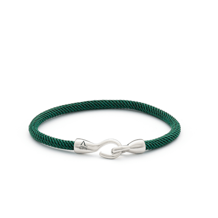 Alexander Lynggaard Armband Maritime Green i grönt flätat med silverkrokspänne. Modell L00114-001.