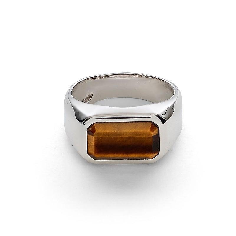 Alexander Lynggaard Ring HOPE Signet Tiger Eye i silver med rektangulär brun sten, Modell h70031-003-1.