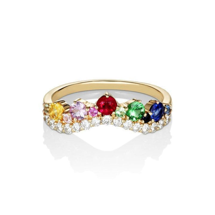 anpé atelier josephine ring i 14 karat guld med färgade ädelstenar och diamanter i rosettform, modell 2458-001-1