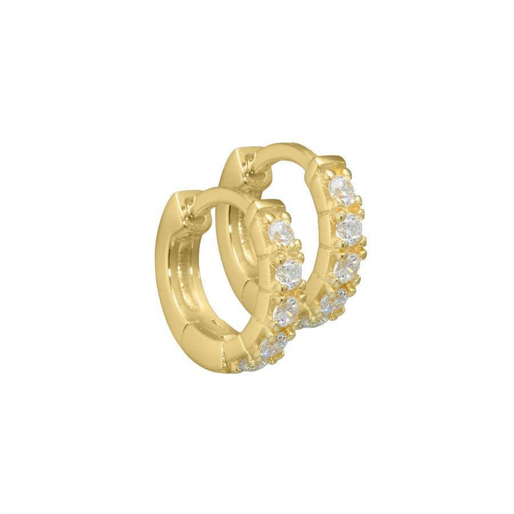 Aqua Dulce Darling örhängen silverpläterade 10-7 mm, runda bågar med klara stenar, Modell 2099-2099-1.