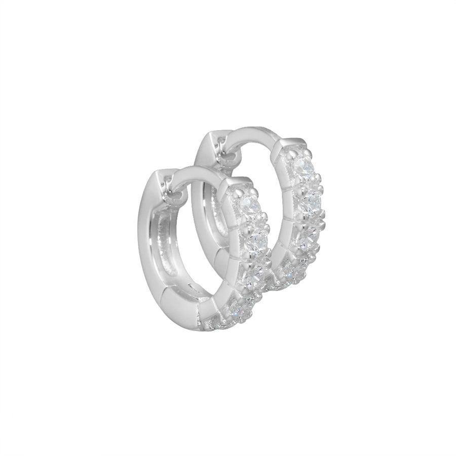 Aqua Dulce Darling silverörhängen med blanka klara stenar, rund modell. Modell 2098-2098-1