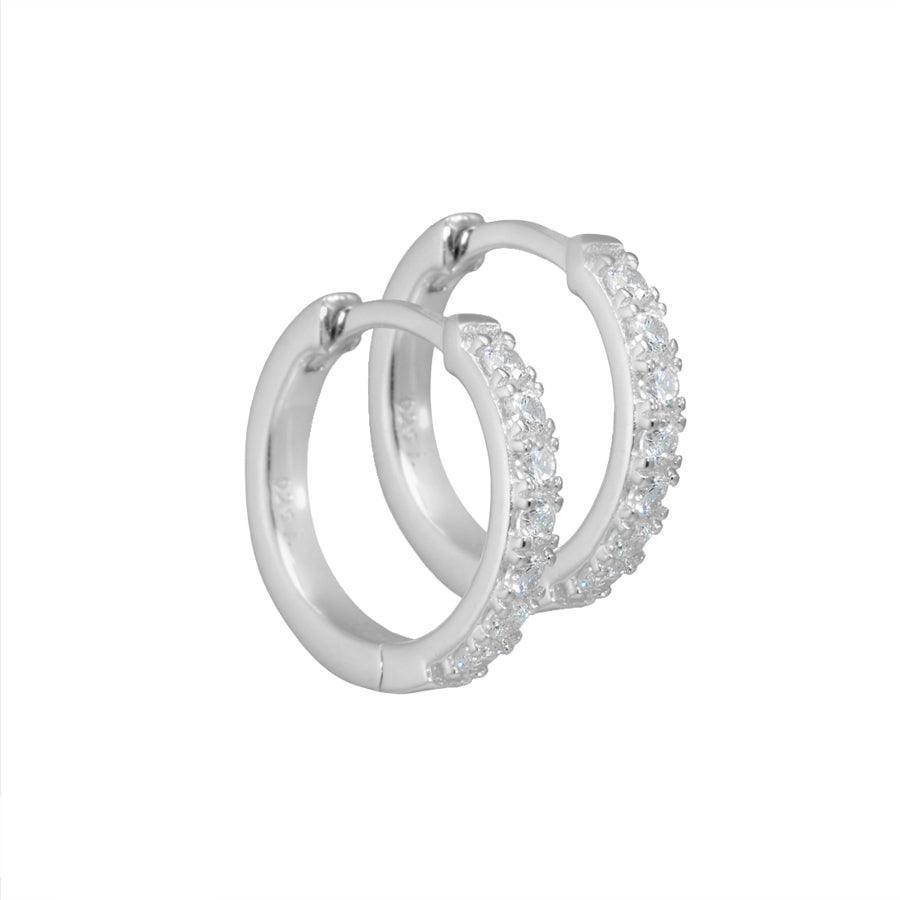 Aqua Dulce Darling silverörhängen 15 mm, runda bågar med klara stenar, blank finish. Modell 2290-2290-1