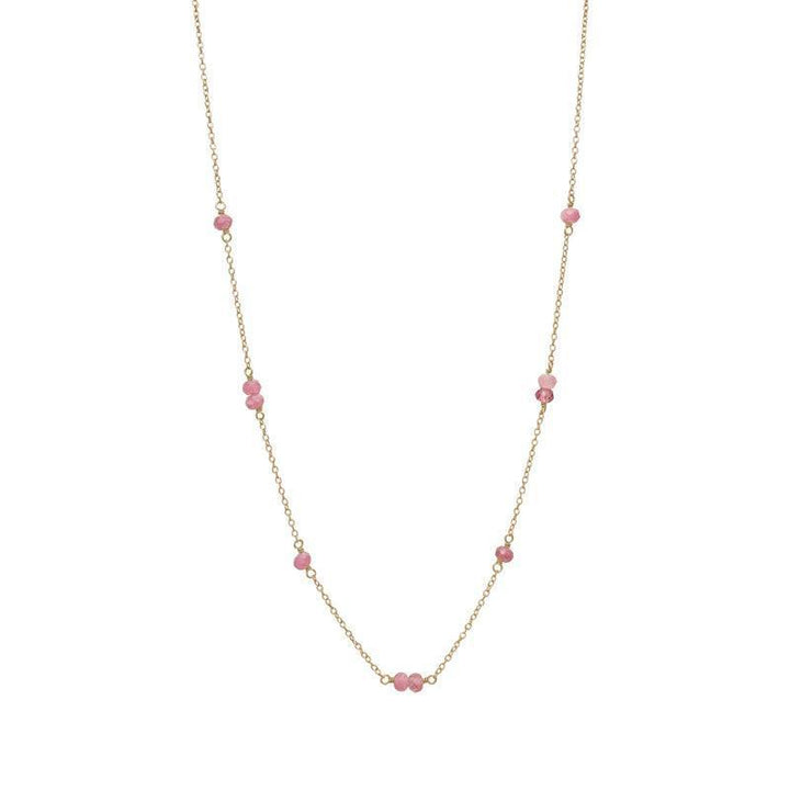 carre-halsband med rosa turmalin visar en elegant guldkedja med små rosa turmalinpärlor, modell FC4335TRP-FC4335TRP-1