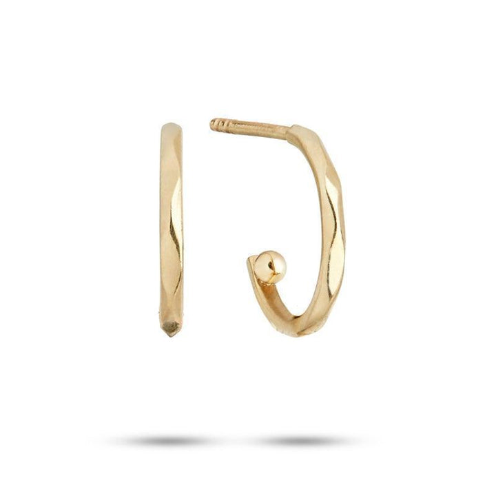carre-hoops 10 karat guld, eleganta guldbågar med ljus facett, blank yta, modell TS4136-1