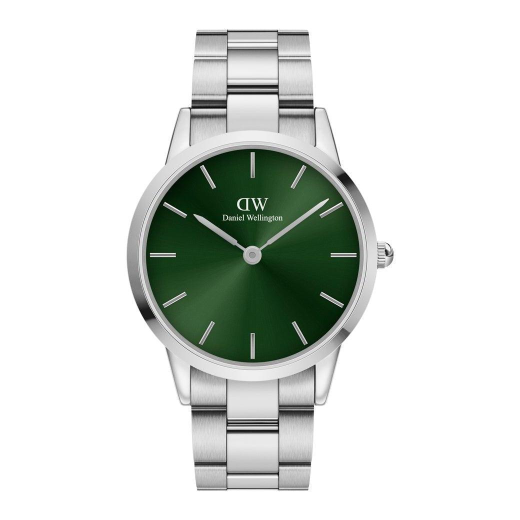 Daniel Wellington Iconic Emerald 40 mm med silverkedja och grön urtavla, modell DW00100427-adw00100427.