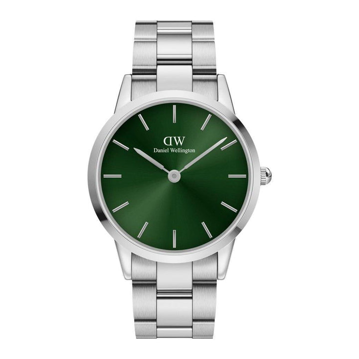 Daniel Wellington Iconic Emerald 40 mm med silverkedja och grön urtavla, modell DW00100427-adw00100427.