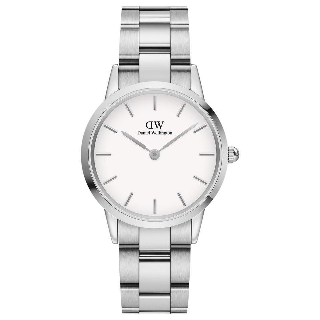 Daniel Wellington Iconic Link 32mm klocka med silverfärgad stålkedja och vit urtavla. Modell DW00100205.
