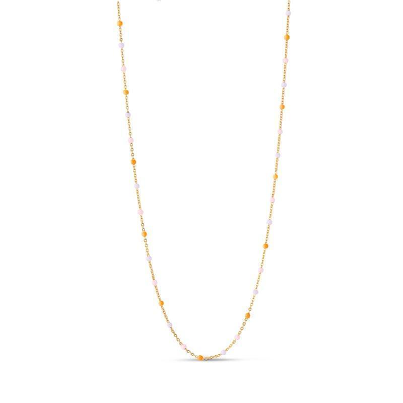 enamel lola guldpläterat halsband n55g himmelskt med fina färgade pärlor, elegant enkel kedja. Modell N55G-HEAVENLY