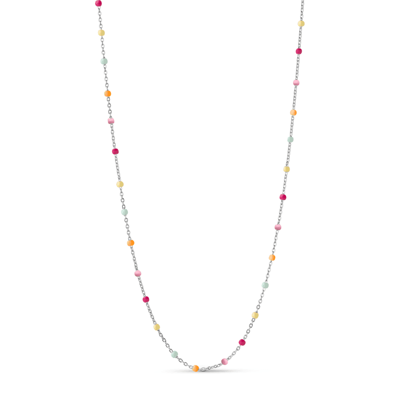enamel lola sol halsband n55s regnbåge med små färgglada pärlor på silverkedja. Modell N55S-RAINBOW-1