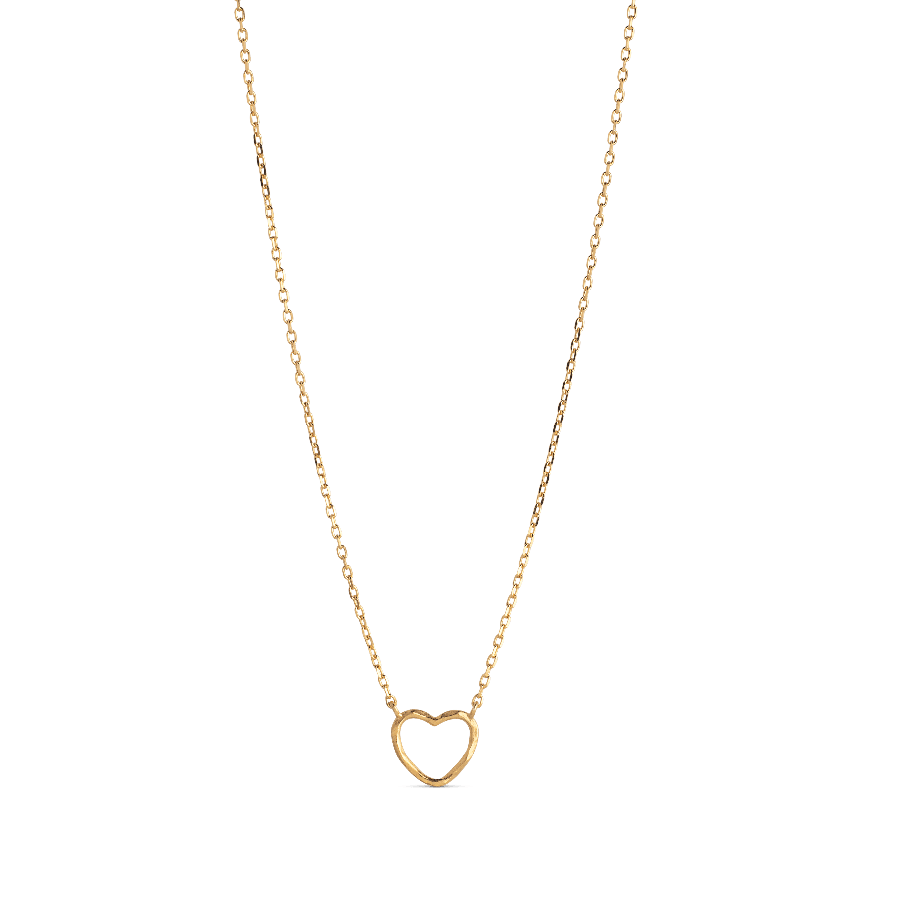 enamel ekologiskt hjärthalsband med litet hjärthänge i guldfärgad metall, modell n102gm-n102gm-1