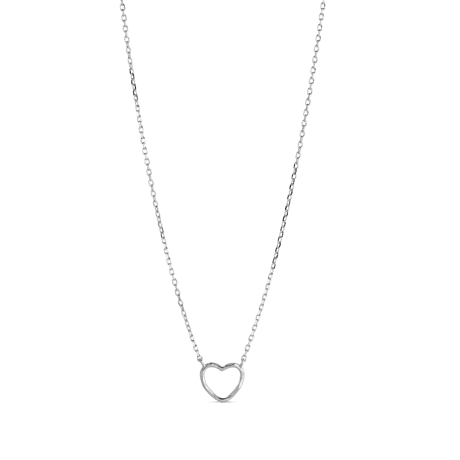 enamel ekologiskt hjärthalsband med silverfärgat öppet hjärthänge, modell n102sm-n102sm-1