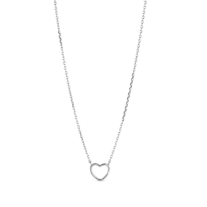 enamel ekologiskt hjärthalsband med silverfärgat öppet hjärthänge, modell n102sm-n102sm-1