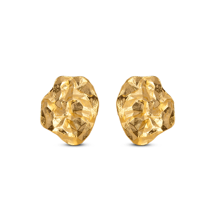 Enamel Windy Örhängen i matt guldfärg med organisk, rå yta, Modell e303gm-e303gm-1.