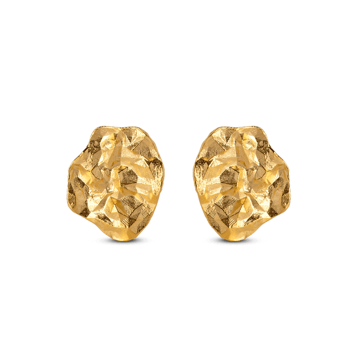 Enamel Windy Örhängen i matt guldfärg med organisk, rå yta, Modell e303gm-e303gm-1.