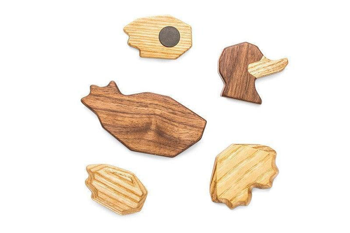 Fablewood Duck FW009-2, femdelad träfigur i olika ljusa och mörka nyanser. Modell FW009-2