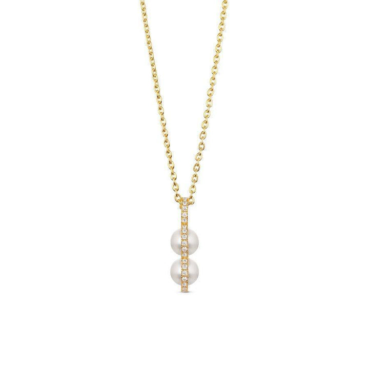 herieth-paul-x-polar-smycken-bahati-halsband i guldfärgad kedja med två pärlor och zirkoniadetaljer. Modell BAH-NL-GD-WP-WZ-00503