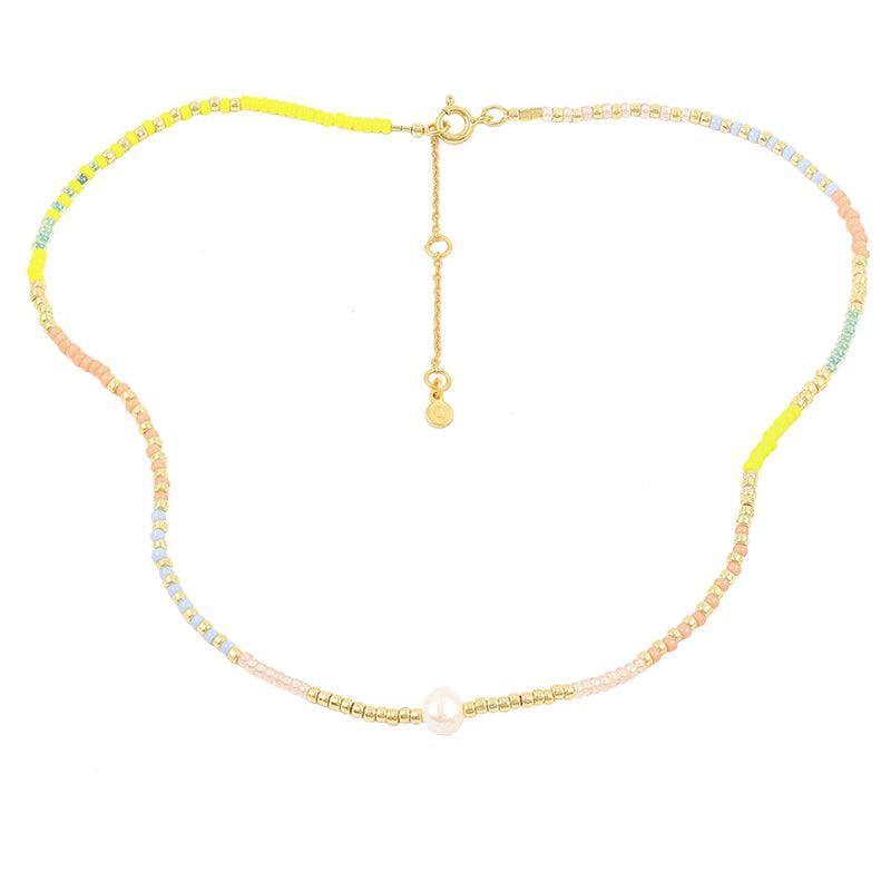 Hultquist Copenhagen Alaina halsband med flerfärgade pärlor och guldfärgad spänne, modell S08164G-S08164G-1