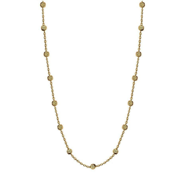 Jeberg Jewellery Gold Beads Halsband, ankelkedja i silver förgylld med små räfflade guldpärlor. Modell 4575-42-g.