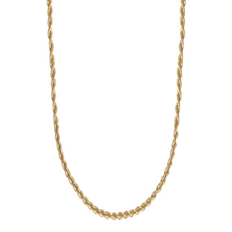jeberg jewellery robin halsband guldpläterat visar en enkel, vriden guldkedja mot en vit bakgrund. Modell 4590-42-guld-1