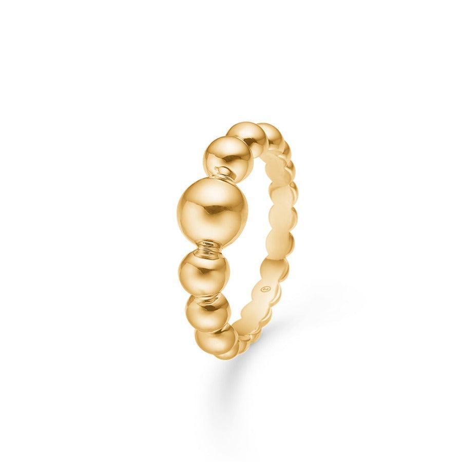 Mads Z 14 kt Big Ball Ring i ljust guld med kupolformade kuldetaljer, modell 1540078-001-1
