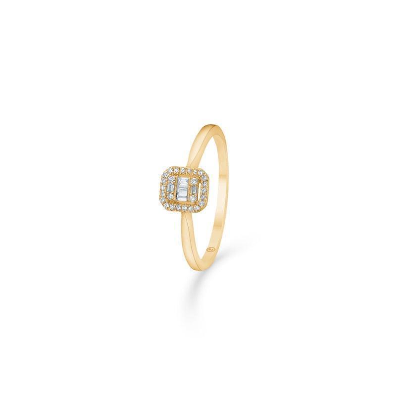 Mads Z 14 kt. Elizabeth diamantring 0,09 ct. elegant guldring med fyrkantigt diamanthuvud, modell 1541030-001