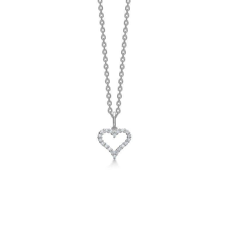 Mads Z 14 kt. vitguld Tender Heart hänge set 0,12 ct W/SI, elegant hjärtformat diamanthänge. Modell 1631312-1