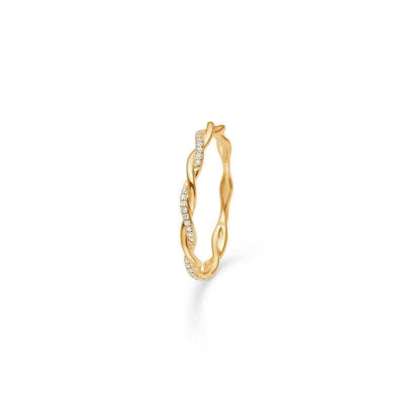 Mads Z Poetry Twist Ring 14kt guld med diamanter, frontvisning, model 40140
