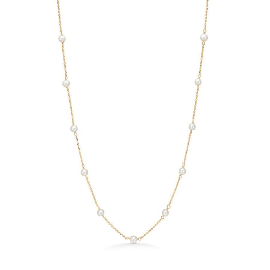 Mads Z 8 Karat Gold Moonlight Halsband med sötvattenspärlor på finguldkedja, modell 3323117-3323117-1