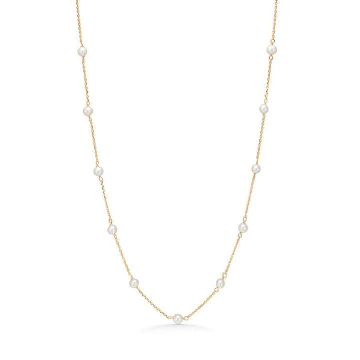 Mads Z 8 Karat Gold Moonlight Halsband med sötvattenspärlor på finguldkedja, modell 3323117-3323117-1