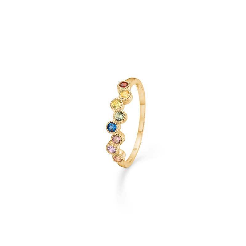 Mads Z 8 kt Dido Colour ring i guld med flerfarvede sten forside, model 3347171