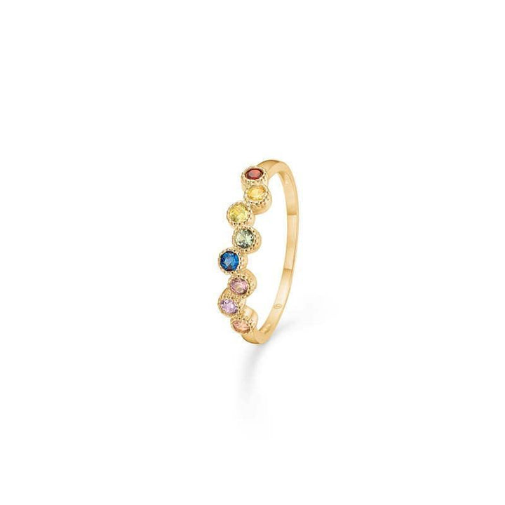 Mads Z 8 kt Dido Colour ring i guld med flerfarvede sten forside, model 3347171