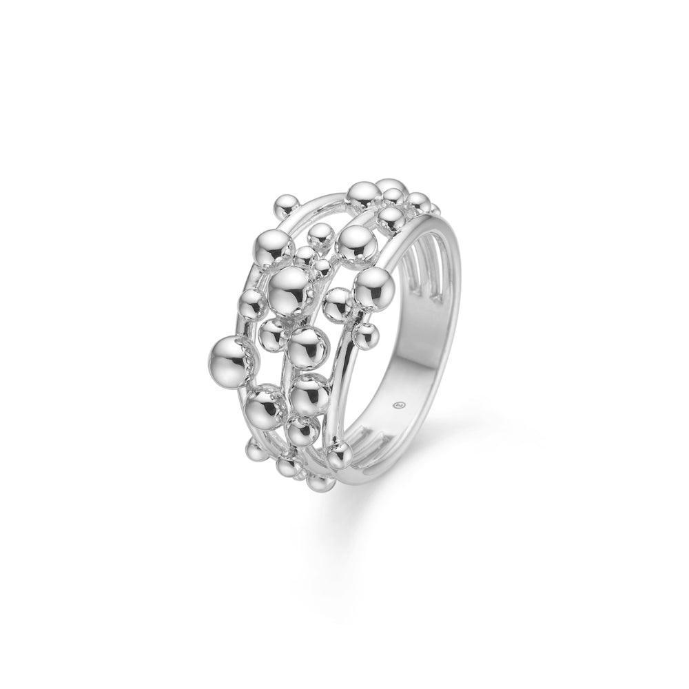 Mads Z Bubbles Ring, silverring med bubbelliknande detaljer, modern design. Modell 2140166-001-1