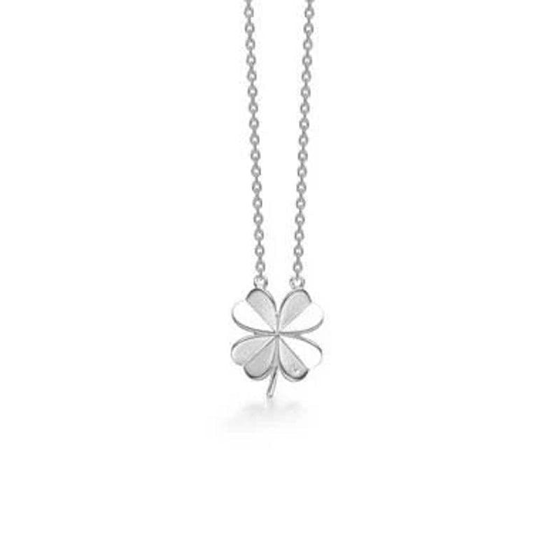Mads Z silver klöver halsband med fyrklöver hänge, fram, modell 45467