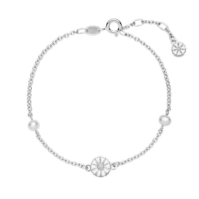 Marguerit Sølv Armbånd m. perler - 9015039-33-H - Armbånd - 9015039-33-H