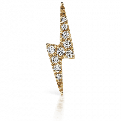 Maria Tash 11mm Diamond Lightning Bolt Gängad Stud i guld med diamanter, blixtdetalj. Modell xlb11d-001-2
