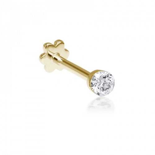 Maria Tash 2,5 mm Invisible Set Diamond Threaded Stud 18kt med klar diamant i guld, modell XIV25D-001-1.