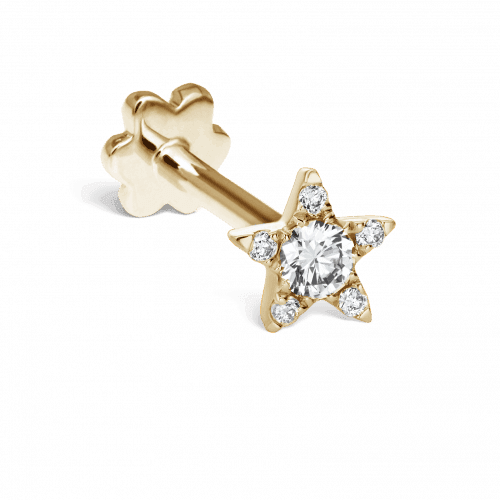 Maria Tash 4,5 mm Diamond Star Threaded Stud 18kt i guld med stjärnform och diamanter. Modell XSTAR45D-001