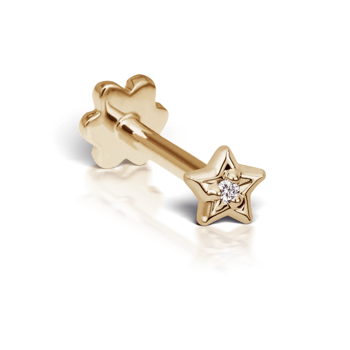 Maria Tash Diamond Solitaire Star XSSTARD YG, eleganta stjärnformade örhängen i guld med briljant, Modell XSSTARD-YG-W3-001-1.