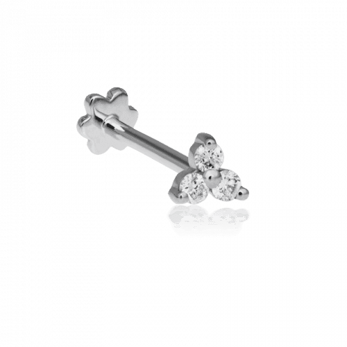 Maria Tash Diamond Trinity Threaded Stud 18kt vitguld med tre diamanter, modell x3dtrd-w-001-1