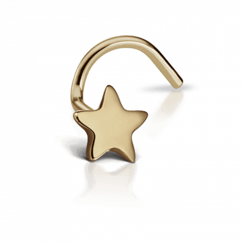 Maria Tash Nose piercing Plain Star 14kt, enkel nosstift i ljust guld formad som en stjärna. Modell nstar-1