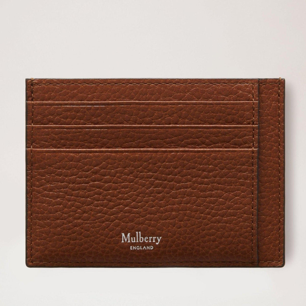 Mulberry Korthållare Two Tone Oak visar en korthållare i brunt läder med en präglad struktur. Modell RL7423552G110
