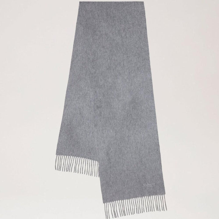 Mulberry Cashmere 30x195 Light Grey Melange scarf i mjuk, ljusgrå melerad ull med fransar. Modell VS4460885C914