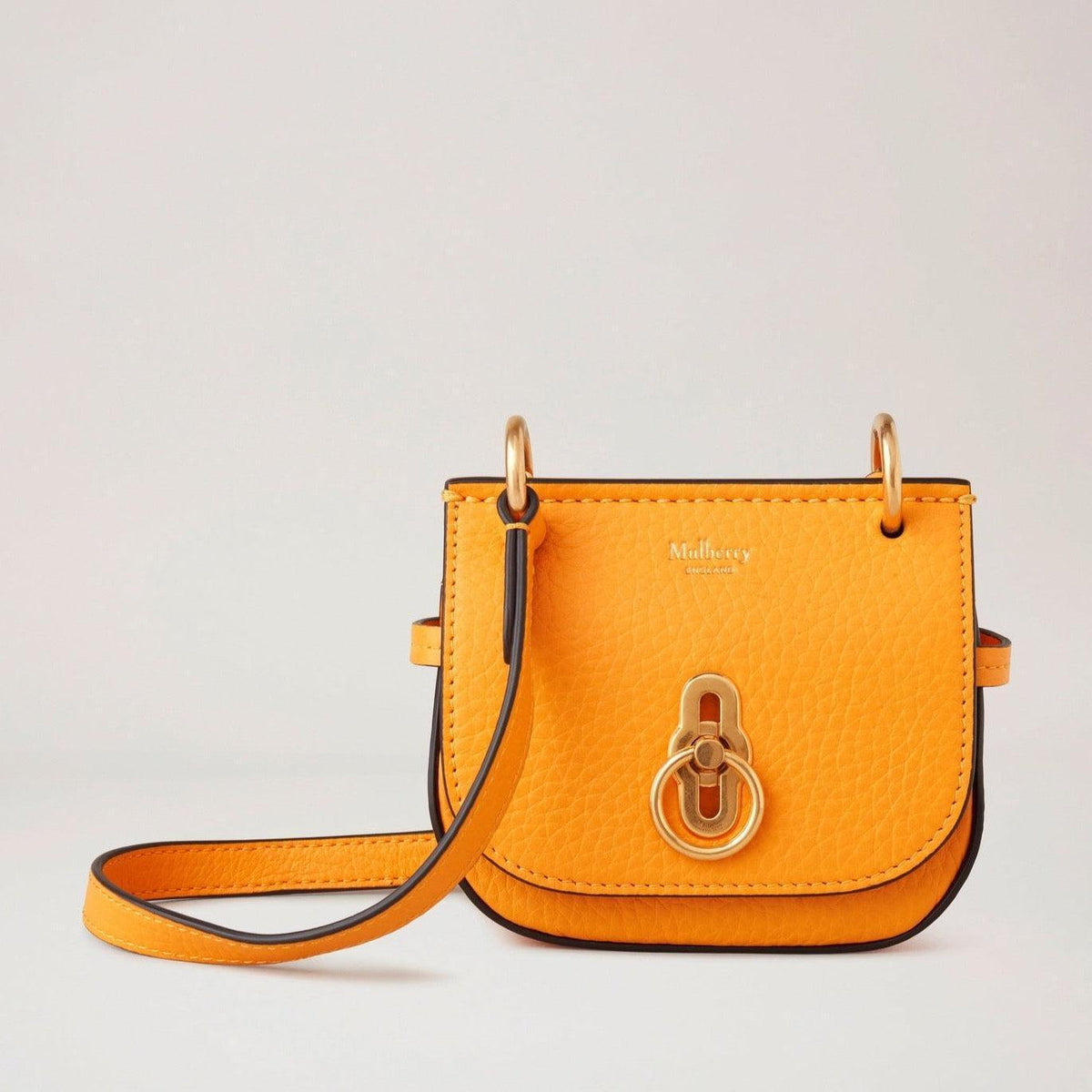 Mulberry Micro Amberley Double Yellow läderväska med gyllene detaljer, modell RL7409736P677.