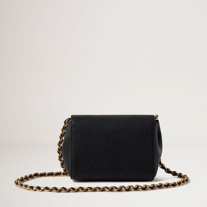 Mulberry Mini Lily Blank Goat-axelväska i svart läder med guldkedja, modell RL7745874A100.